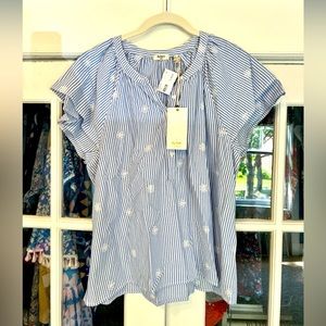 Dylan NWT striped top with embroidery size L